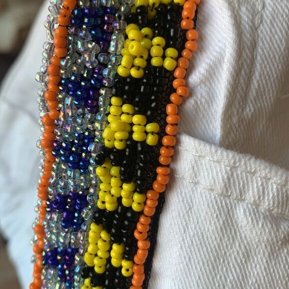 Women's White Distressed Embellished Beaded Skinny Jeans by Guess Size 24 - Picture 10 of 10